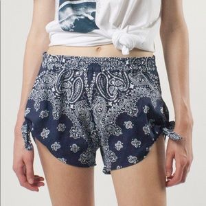 Bandana shorts with side ties. Navy blue